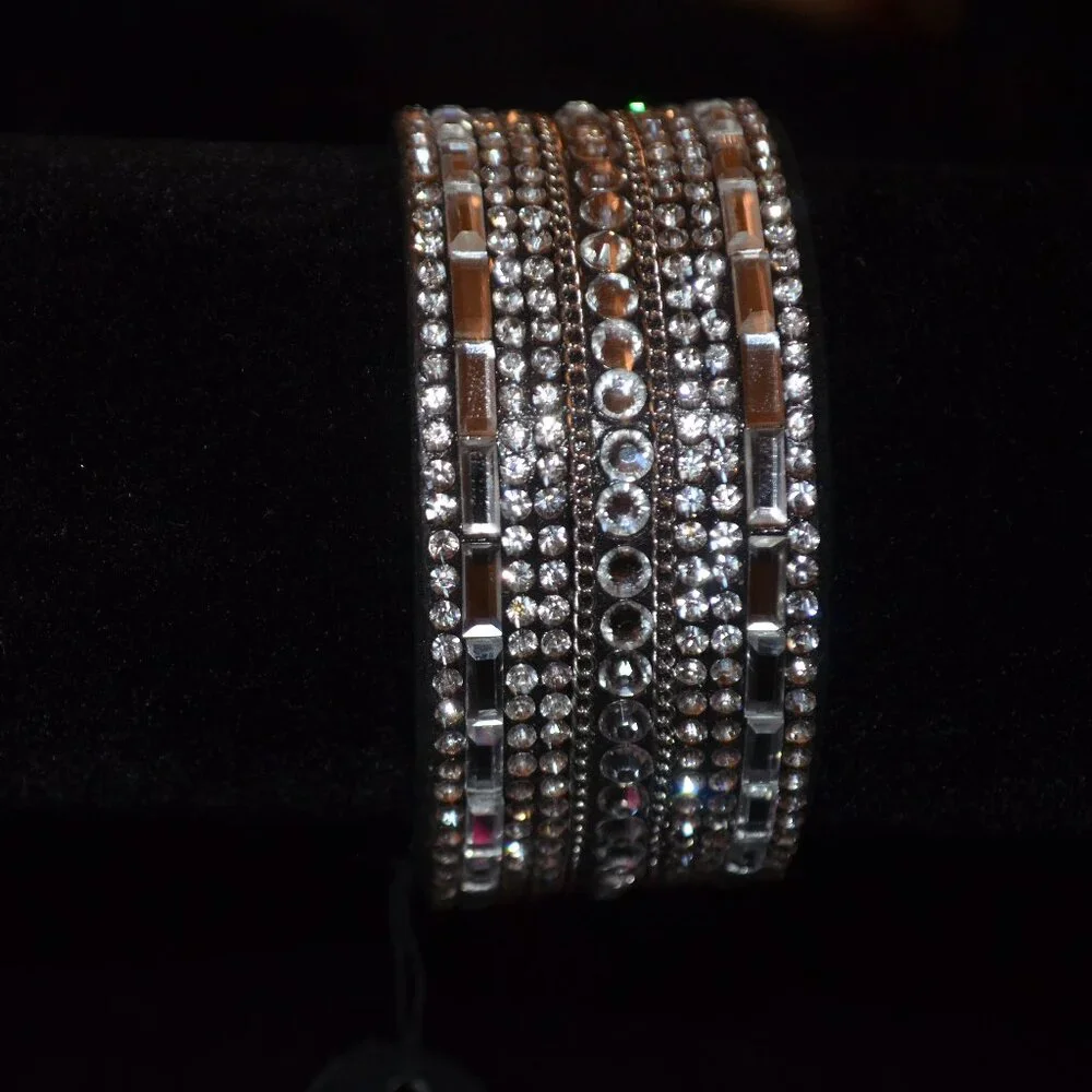 PAPARAZZI Rhinestones like Suede Adjustable 2 Snaps Bracelet Girls 14 y.o. & Up